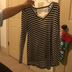 black and white striped blouse